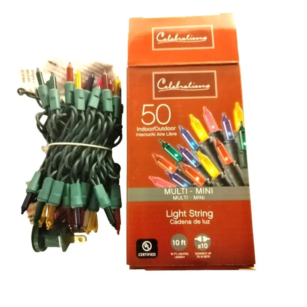 Celebrations Mini String Lights Multicolored 50 Ct Wedding Patio Deck 10 Ft